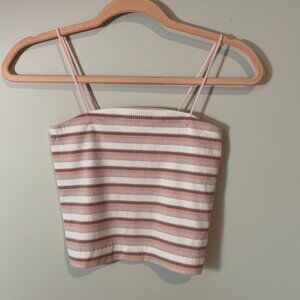 NWT American Eagle Women's Striped Bungee-Strap Crop Pink Cami | Tank Top